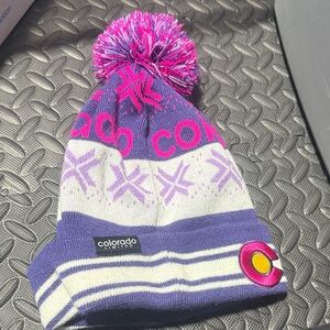 Purple and Pink Pom-Pom Beanie